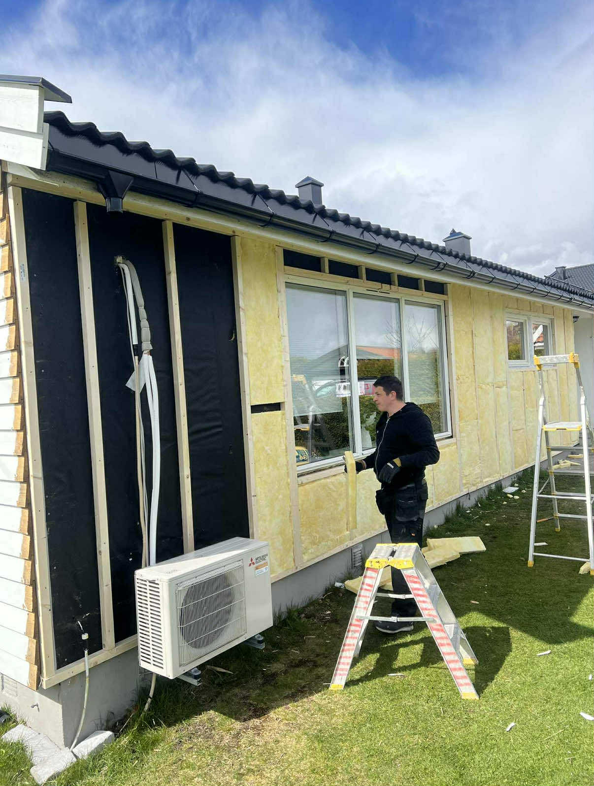 Isolering av vegg før